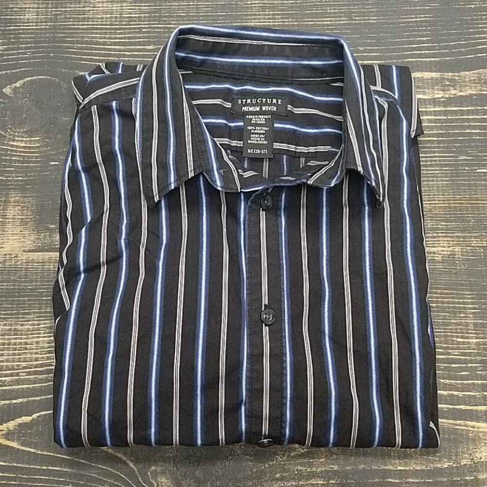 Structure | Blue, Black & White Button Down Shirt